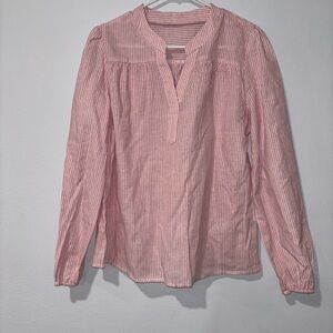 Pink Striped Long Sleeve Blouse